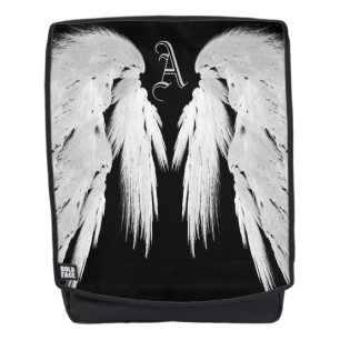ANGEL WINGS Black Custom Monogram Backpack