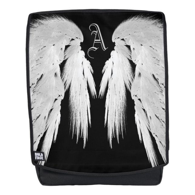 ANGEL WINGS Black Custom Monogram Backpack (Front)