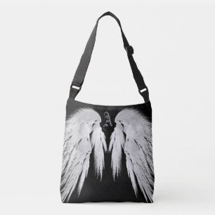 ANGEL WINGS Black Custom Monogram Crossbody Bag