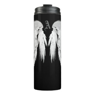 ANGEL WINGS Black Custom Monogram Thermal Tumbler