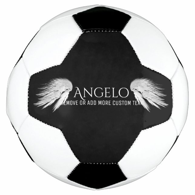 ANGEL WINGS Black Custom Name Football (Front)