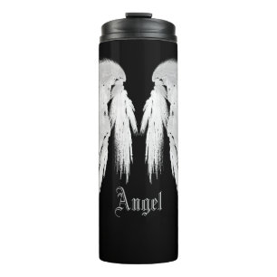 ANGEL WINGS Black Custom Name Thermal Tumbler