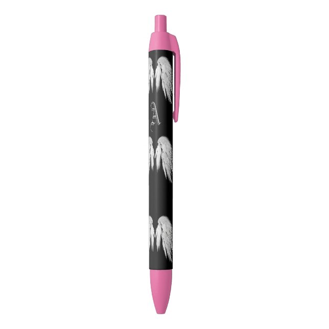 ANGEL WINGS Black Monogram Black Ink Pen (Bottom (Vertical))
