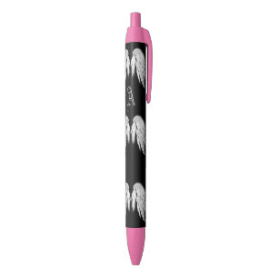 ANGEL WINGS Black Monogram Ink Pen