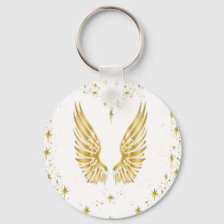Angel Wings Button Key Ring