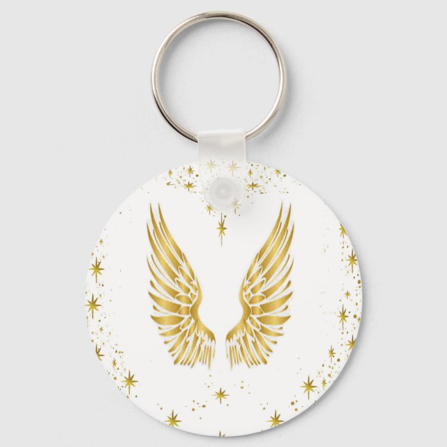Angel Wings Button Key Ring (Front)