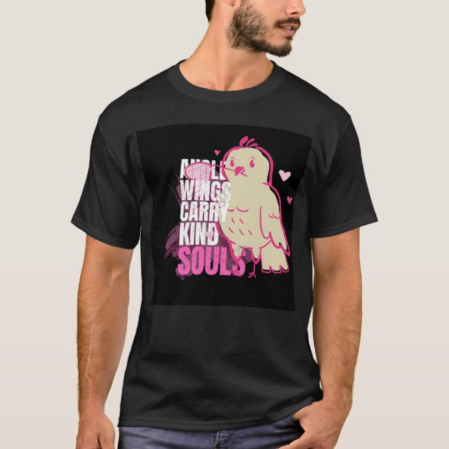 Angel Wings Carry Kind Soul Bird with Heart Bran f T-Shirt (Front)