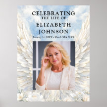 Angel Wings Celebration of Life Photo Welcome Sign