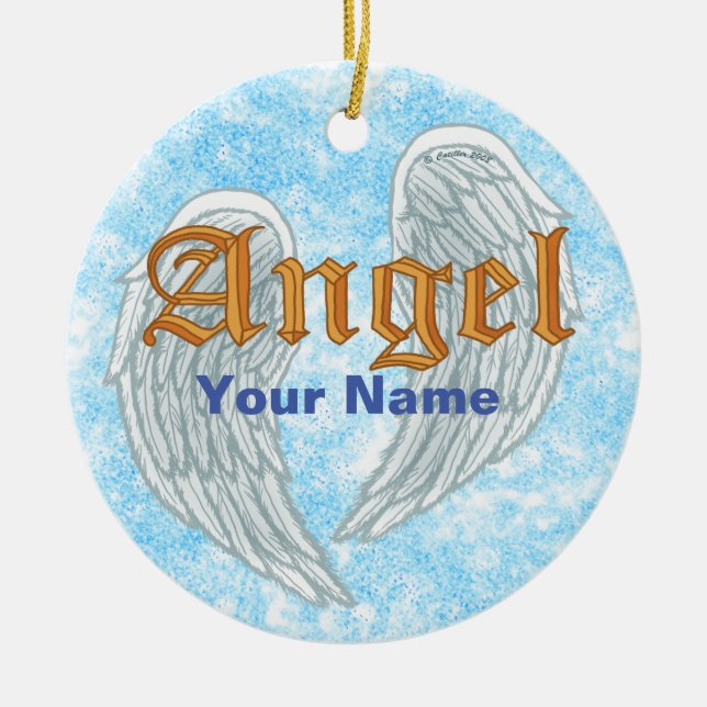 Angel Wings  Ceramic Tree Decoration (Front)