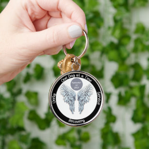 Angel Wings - Custom 12 Step Recovery Key Ring