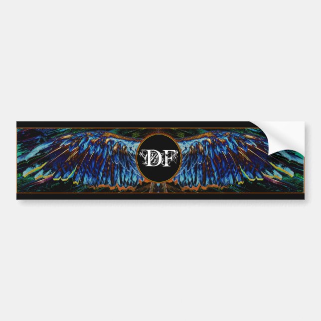 Angel Wings Custom Monogram Bumper Sticker (Front)