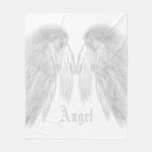 ANGEL WINGS Custom Name White Fleece Blanket