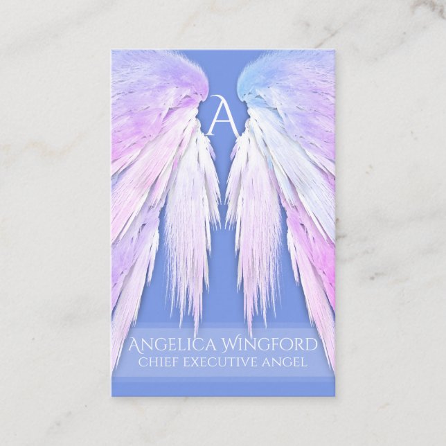 Angel Wings Dreamy Pink Soft Blue Business Card (Front)