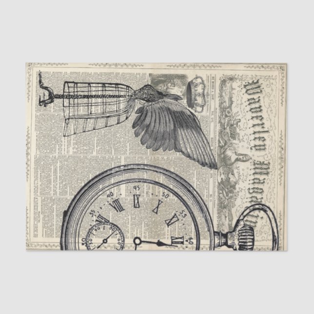 Angel Wings Ephemera Collage Tissue Paper (Front)