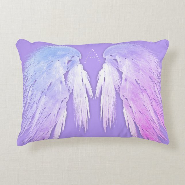 ANGEL WINGS Fairy Purple Monogram Decorative Cushion (Front)