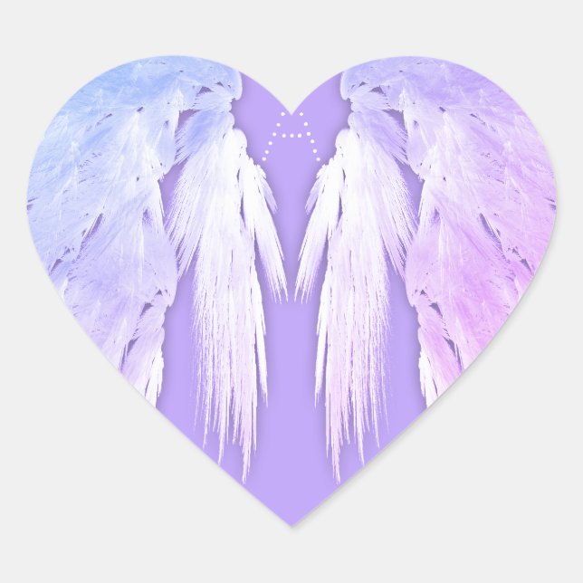 ANGEL WINGS Fairy Purple Monogram Heart Sticker (Front)