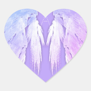 ANGEL WINGS Fairy Purple Monogram Heart Sticker