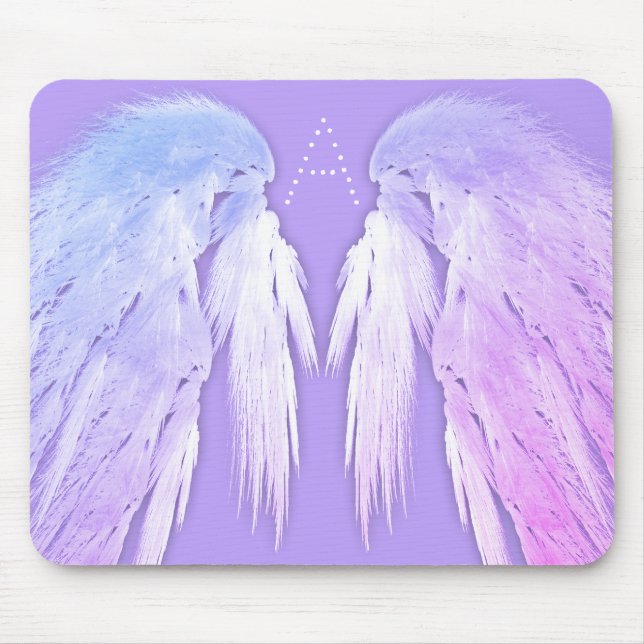 ANGEL WINGS Fairy Purple Monogram Mouse Mat (Front)