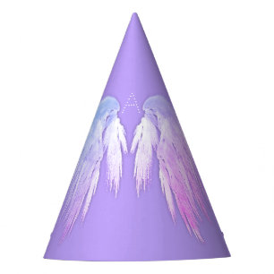 ANGEL WINGS Fairy Purple Monogram Party Hat