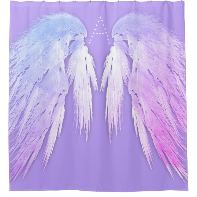 ANGEL WINGS Fairy Purple Monogram Shower Curtain (Front)