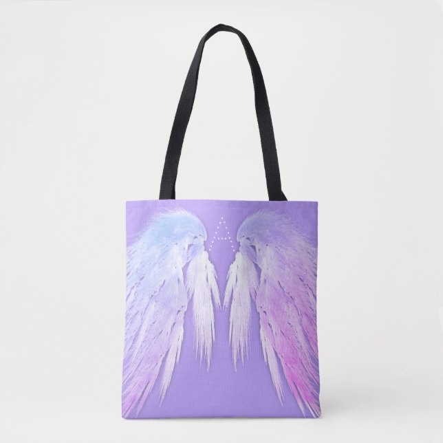 ANGEL WINGS Fairy Purple Monogram Tote Bag (Front)