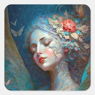 Angel Wings Fantasy Art Square Sticker
