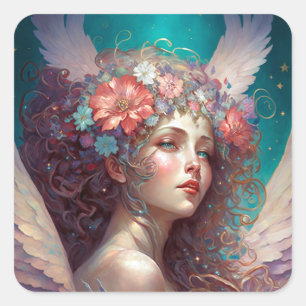 Angel Wings Fantasy Art Square Sticker