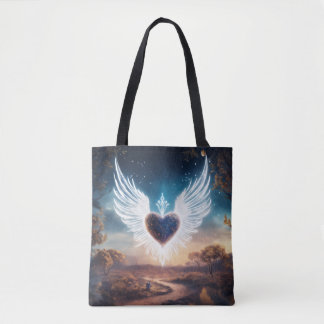 Angel Wings Forming a Heart Shape Tote Bag