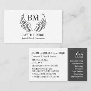 Angel Wings, Funeral Home, Directors Business Card
