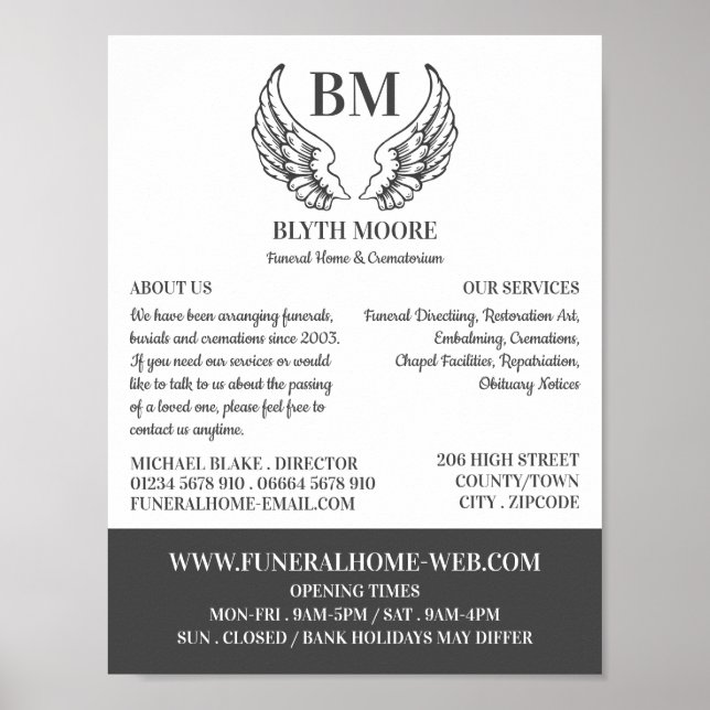Angel Wings, Funeral Home, Directors Poster (Front)