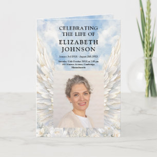 Angel Wings Funeral Memorial Order Of Service Programme