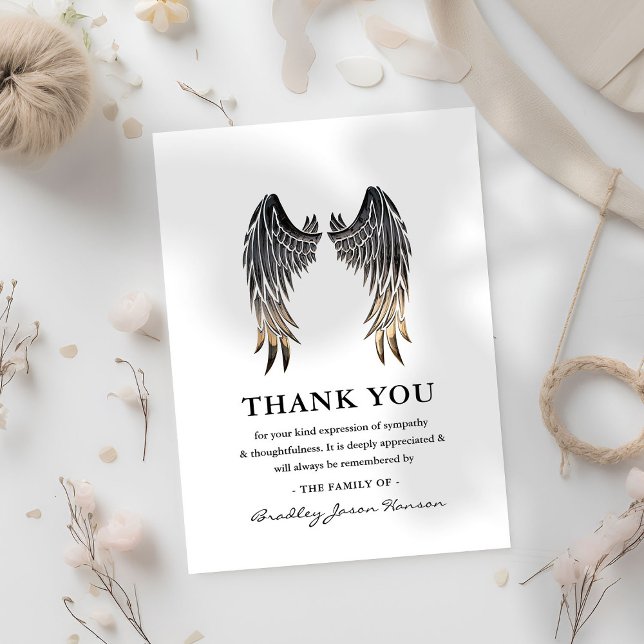 Angel Wings Funeral Thank You Note Card (Creator Uploaded)