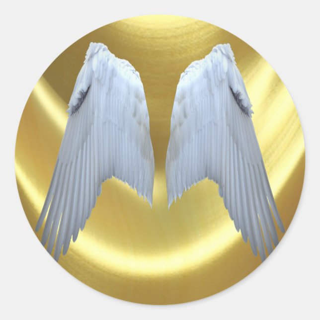 Angel Wings Gold Classic Round Sticker (Front)
