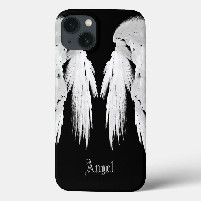 ANGEL WINGS Grey Touched Feathers Custom Name Case-Mate iPhone Case (Back)