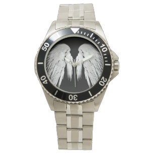 ANGEL WINGS Grey Touched Feathers Customisable Watch