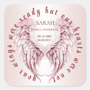 Angel Wings grief for a loved one on commemorative Square Sticker