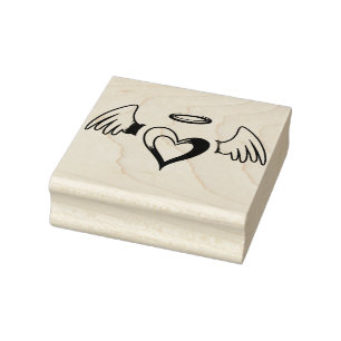 Angel Wings, Heart and Halo Rubber Stamp