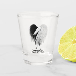 ANGEL WINGS HEART Black+White Only Half Evil Funny Shot Glass