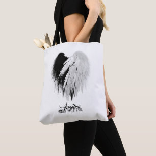 ANGEL WINGS HEART Black+White Only Half Evil Funny Tote Bag