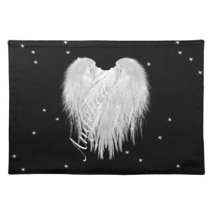 ANGEL WINGS Heart Starry Night Black Placemat