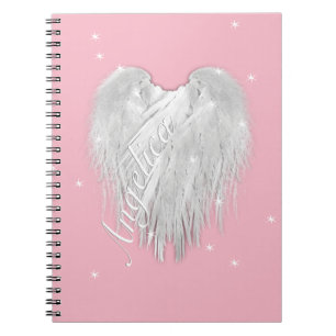 ANGEL WINGS Heart Stars Pink Notebook