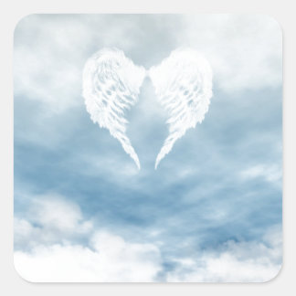 Angel Wings in Cloudy Blue Sky Square Sticker