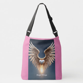 Angel Wings Large Cross-Body Tote Bag With Pink BG