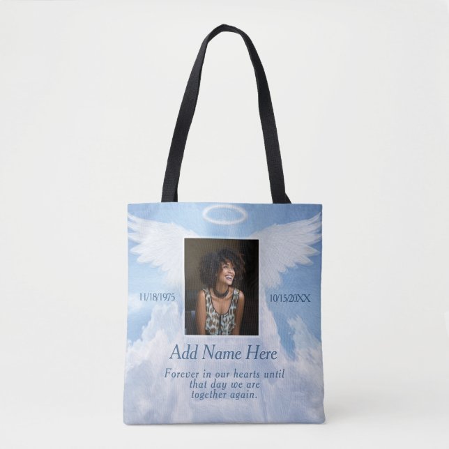 Angel Wings Memory Photo Memorial Tote Bag (Front)