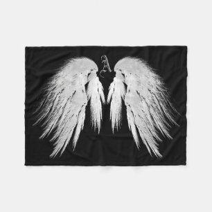ANGEL WINGS Monogram Black Fleece Blanket