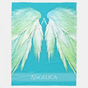 ANGEL WINGS Monogram Name Fresh Ombre Fleece Blanket