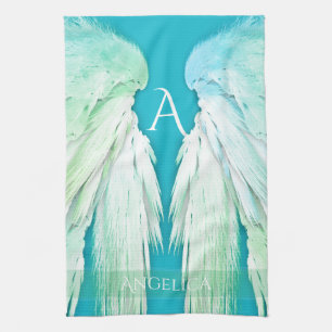 ANGEL WINGS Monogram Name Fresh Ombre Tea Towel
