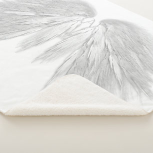 ANGEL WINGS Monogram White Sherpa Blanket