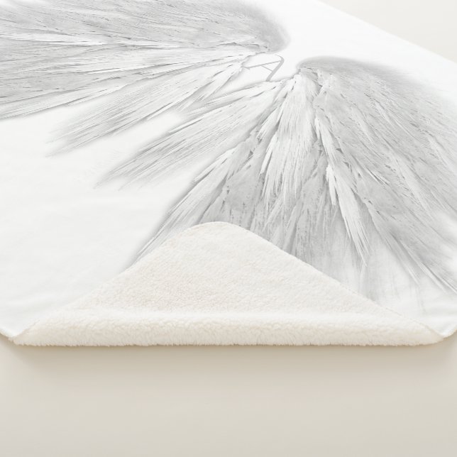 ANGEL WINGS Monogram White Sherpa Blanket (3/4)