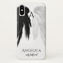 ANGEL WINGS 'Only Half Evil' Monogram Funny